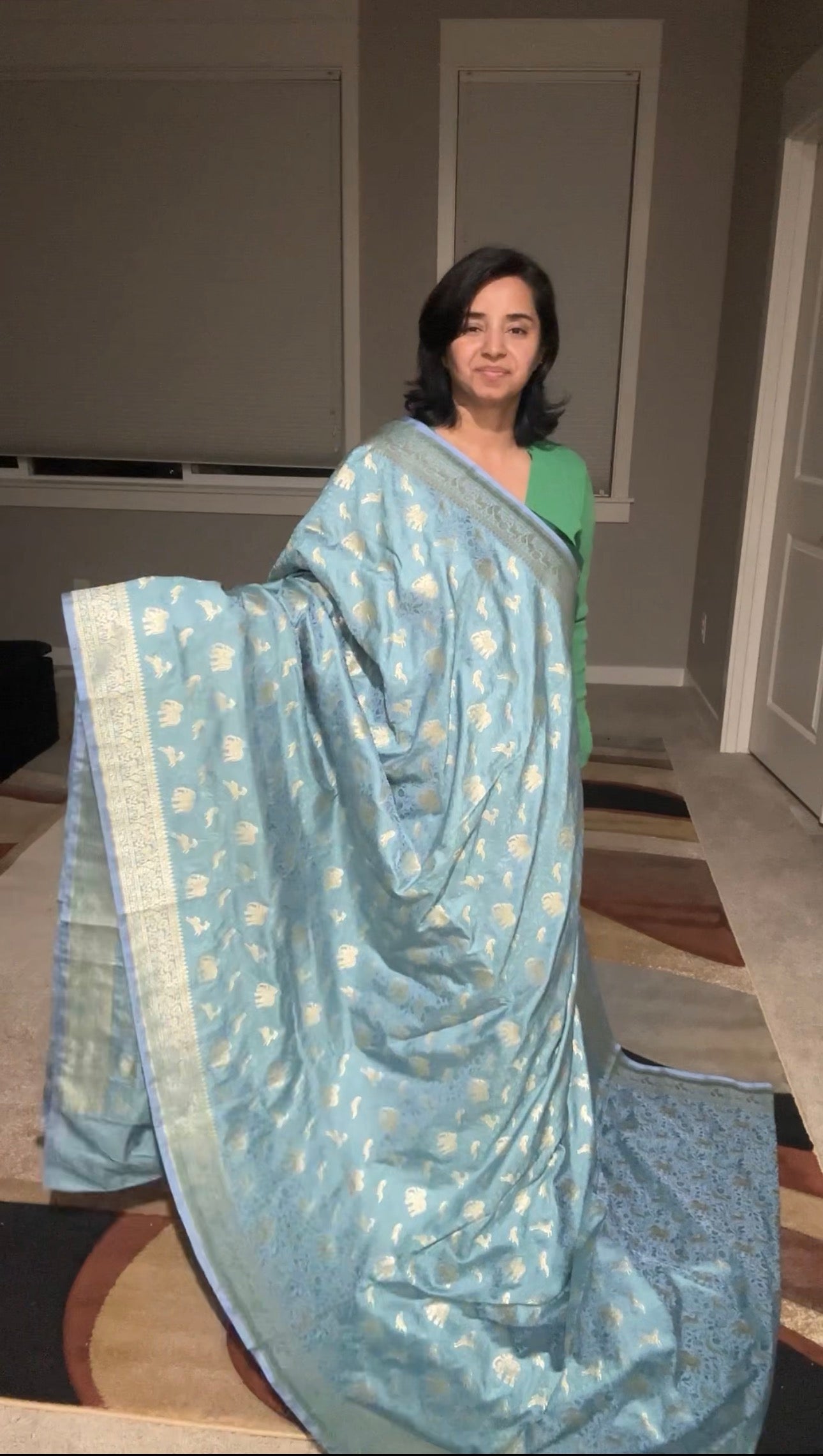 Mashru Silk Banarasi Saree with Tanchoi Weave & Animal Motifs