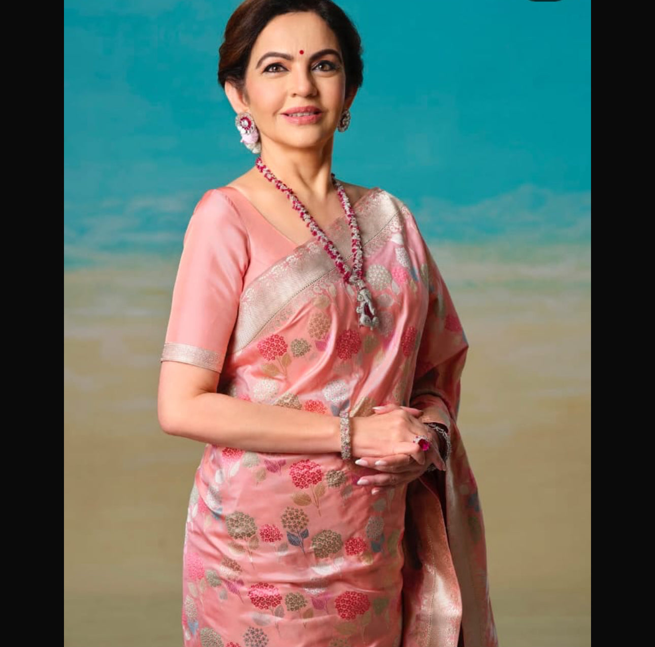Nita Ambani Wabes look Inspired Pure Katan Handwoven Banarasi Saree with Silk Mark - Jaal - Meenakari
