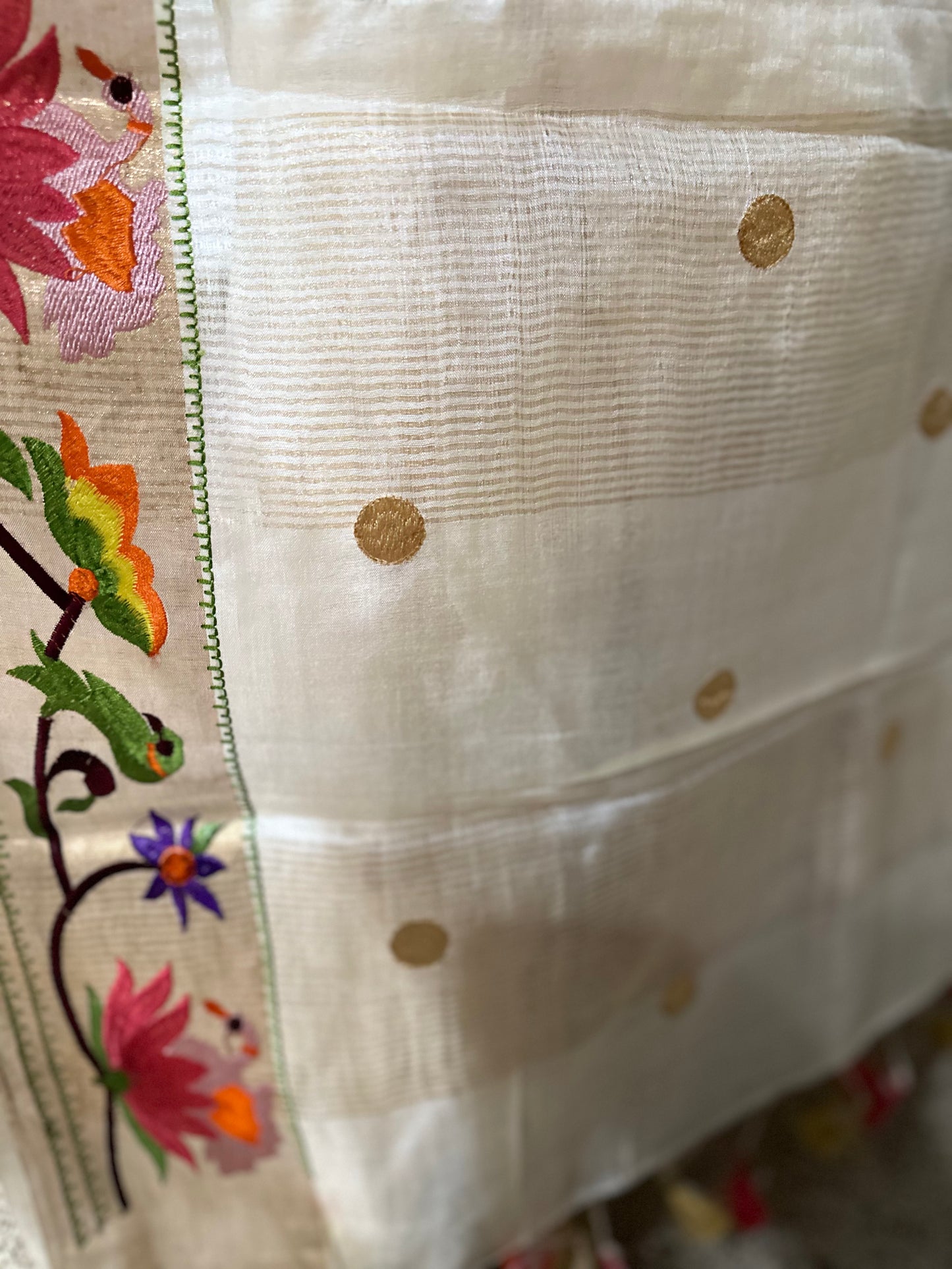 Paithani Inspired Embroidered Pure Tussar Silk Saree