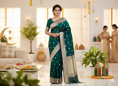Chand Sitara – Handwoven Katan Silk Saree with Silk Mark