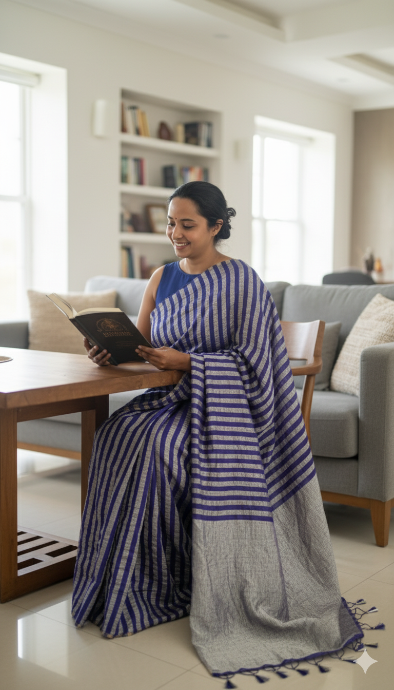 Nazm Crushed Tussar Georgette by Tissue Saree