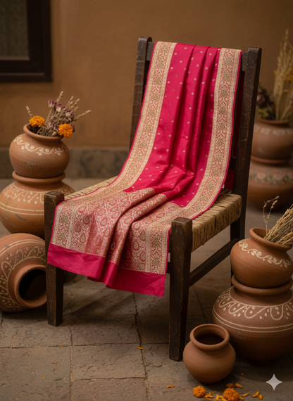 Roohani – Katan Silk Saree with Zardozi & Stone Work