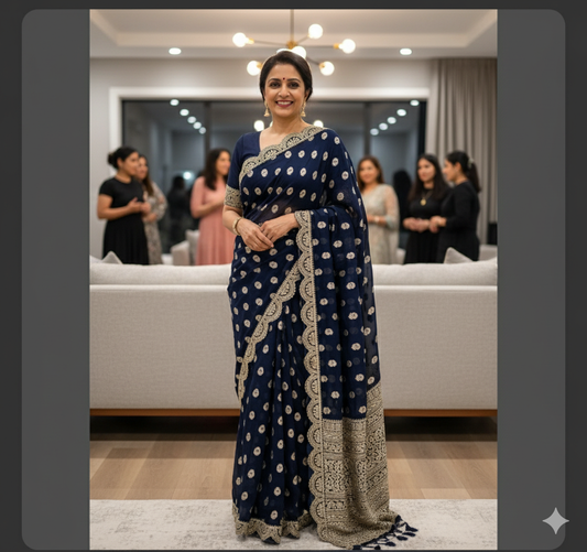 Georgette  Designer Saree - Midnight Blue