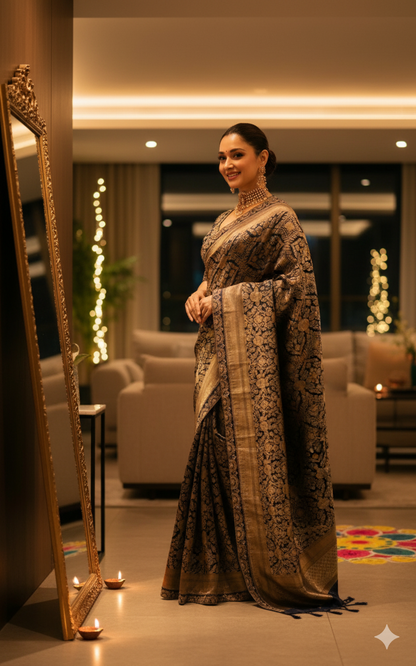 Tamana Bhatia Inspired Pure Katan Handwoven Banarasi Saree with Silk Mark