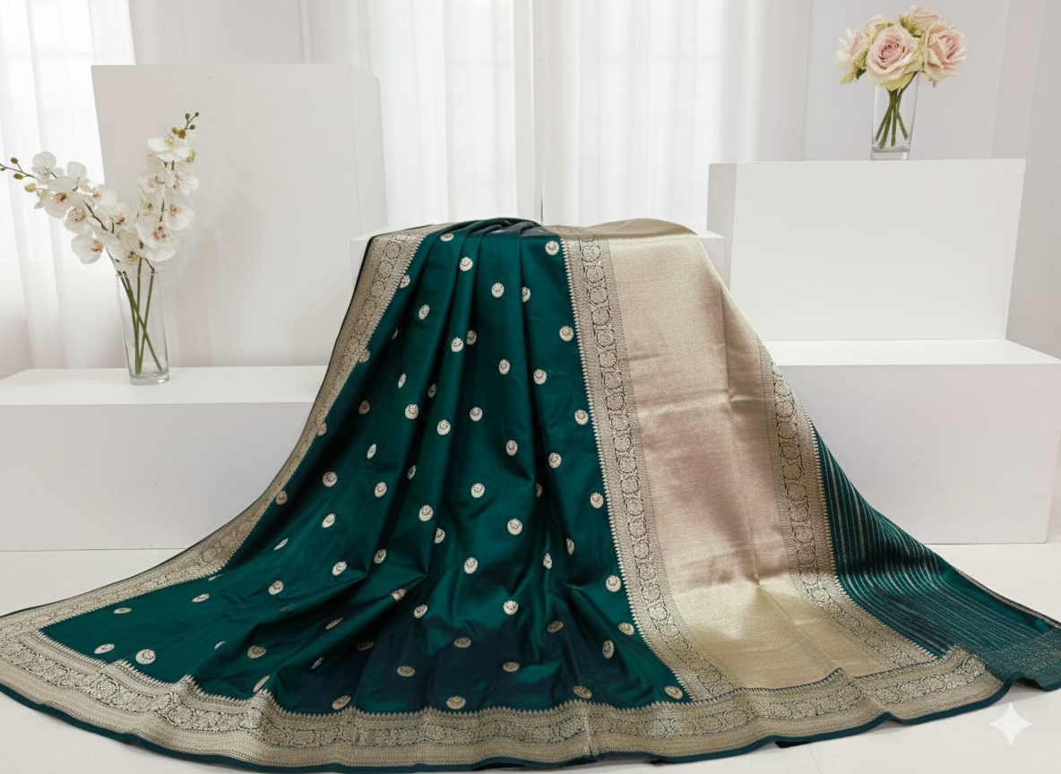 Chand Sitara – Handwoven Katan Silk Saree with Silk Mark