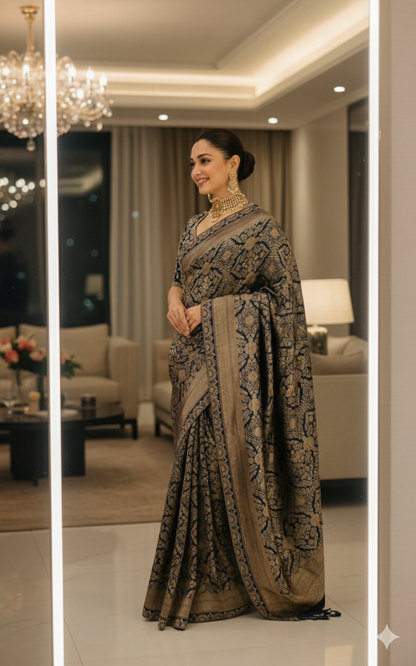 Tamana Bhatia Inspired Pure Katan Handwoven Banarasi Saree with Silk Mark