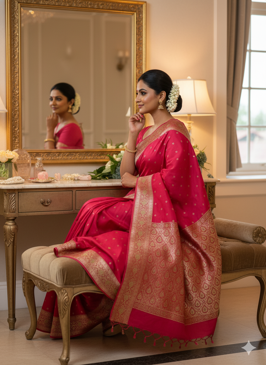 Roohani – Katan Silk Saree with Zardozi & Stone Work