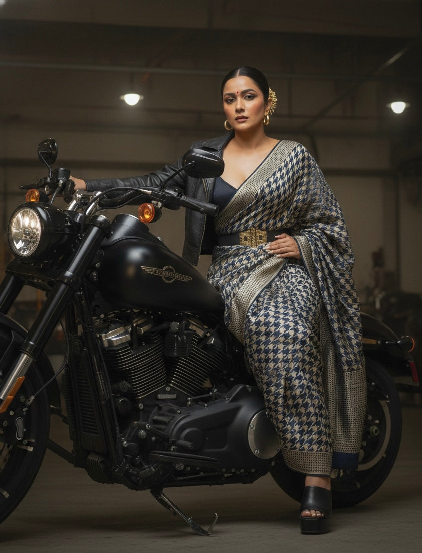 Gold Matrix  Handwoven Mulberry Katan Silk Saree - Made to order