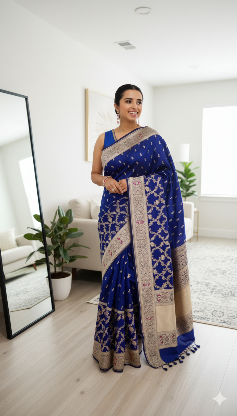 Nilambari Handwoven Katan Silk Saree