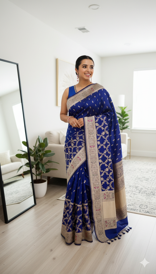 Nilambari Handwoven Katan Silk Saree