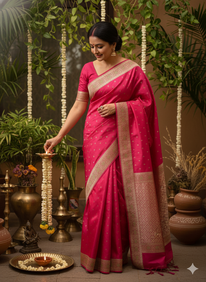 Roohani – Katan Silk Saree with Zardozi & Stone Work
