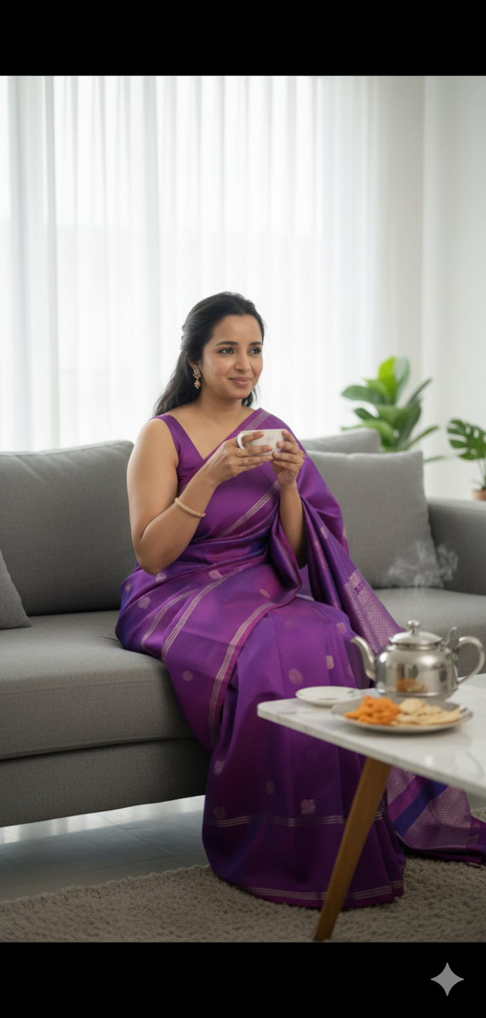 Mayura Chakra – Handwoven Kanchipuram Pure Silk Saree with Silk Mark & Triple Zari Border