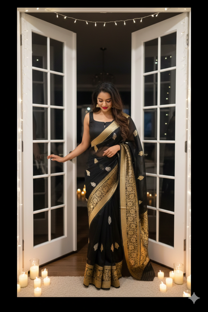 Pure Banarsi Kora Organza handwoven kaduwa saree - Sona Rupa Zari