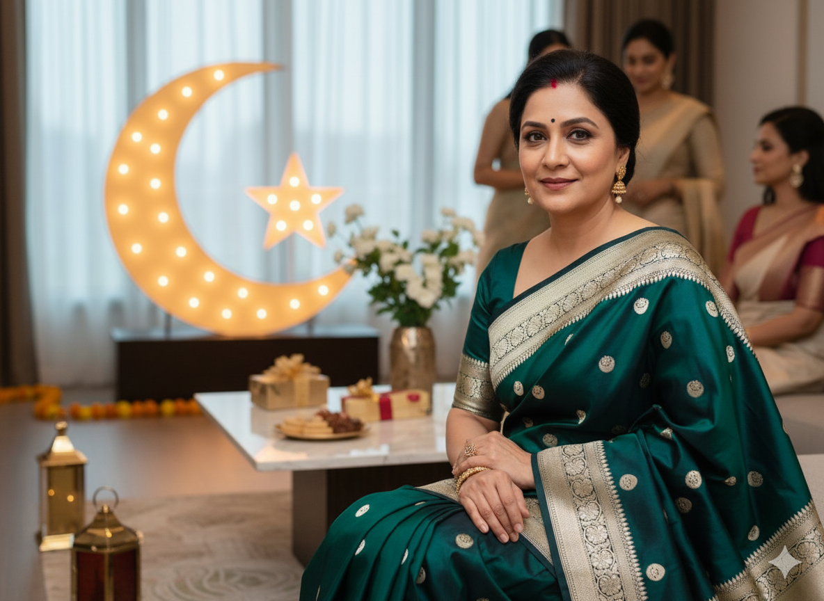 Chand Sitara – Handwoven Katan Silk Saree with Silk Mark