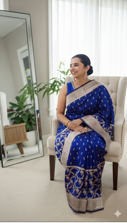 Nilambari Handwoven Katan Silk Saree