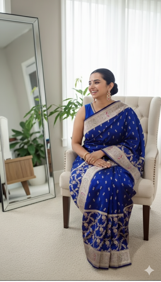 Nilambari Handwoven Katan Silk Saree