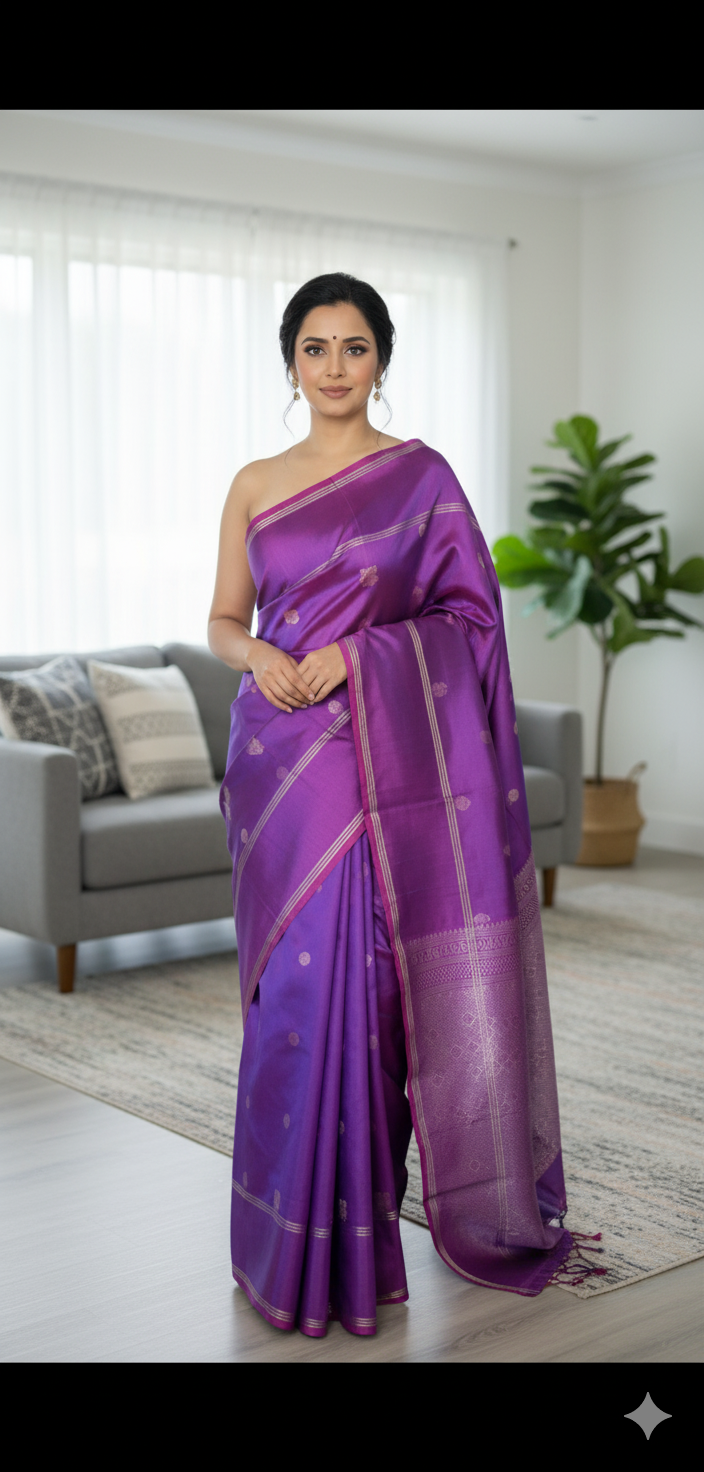 Mayura Chakra – Handwoven Kanchipuram Pure Silk Saree with Silk Mark & Triple Zari Border