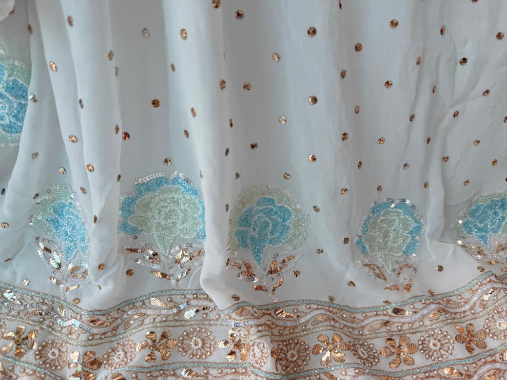 Noor-E-Nazaakat – Hand Embroidered Pure Viscose Georgette Saree with Blouse