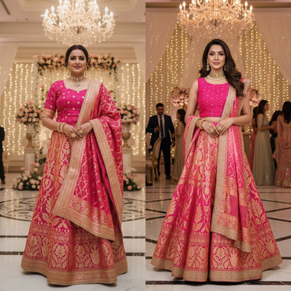 Pink Banarasi Banadhini Georgette Lehanga - Made to order