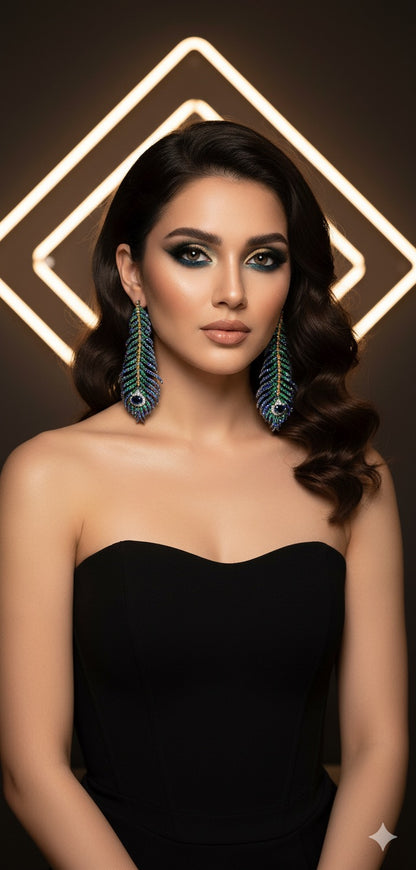 Mayura Grace – Peacock Inspired Crystal Earrings