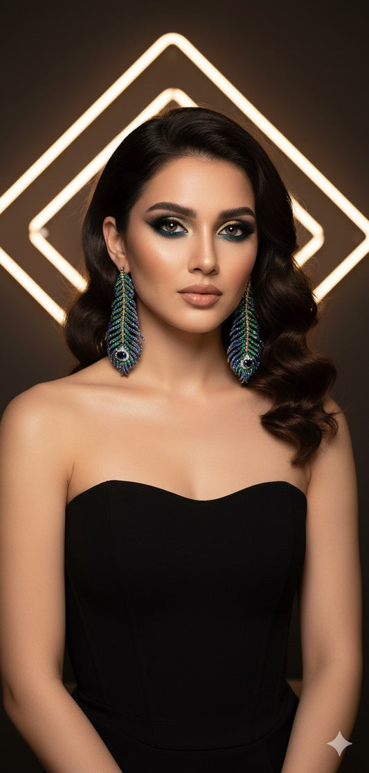 Mayura Grace – Peacock Inspired Crystal Earrings