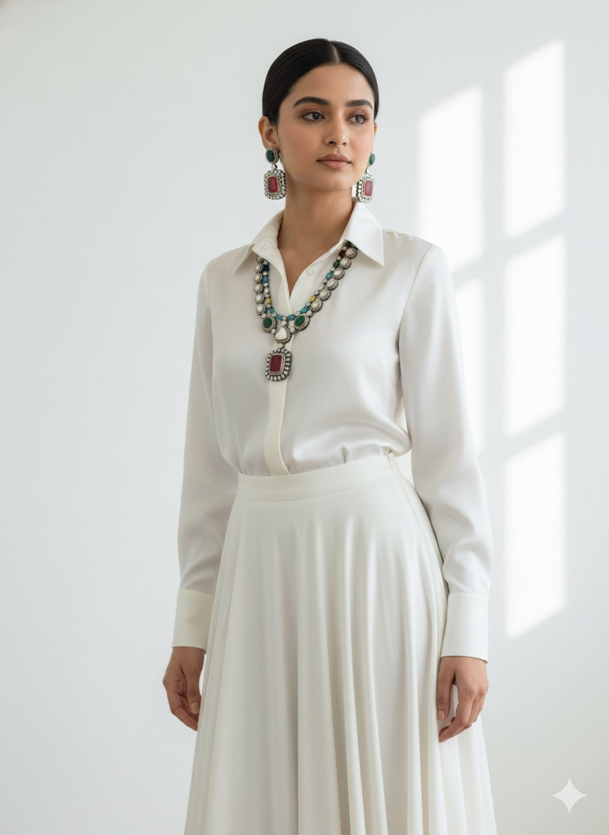 Uzma AD Polki Necklace 2 Layers