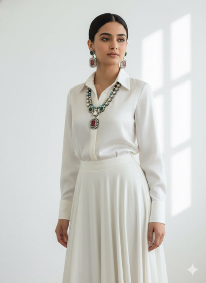 Uzma AD Polki Necklace 2 Layers