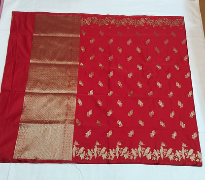 Handwoven Satin Silk Banarasi Saree with  Bird Family Motifs | Heritage Artisan Weave