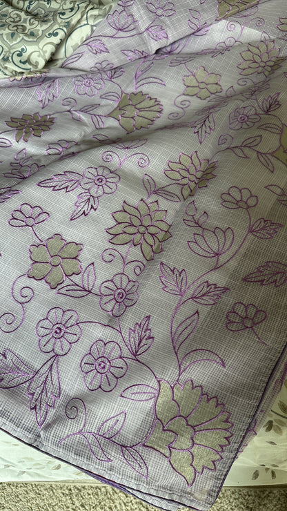 Abha Kota Check Banarasi Saree with Embroidery & Appliqué