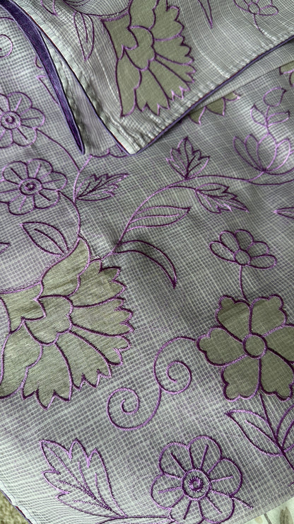 Abha Kota Check Banarasi Saree with Embroidery & Appliqué