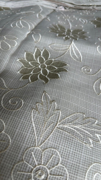 Abha Kota Check Banarasi Saree with Embroidery & Appliqué
