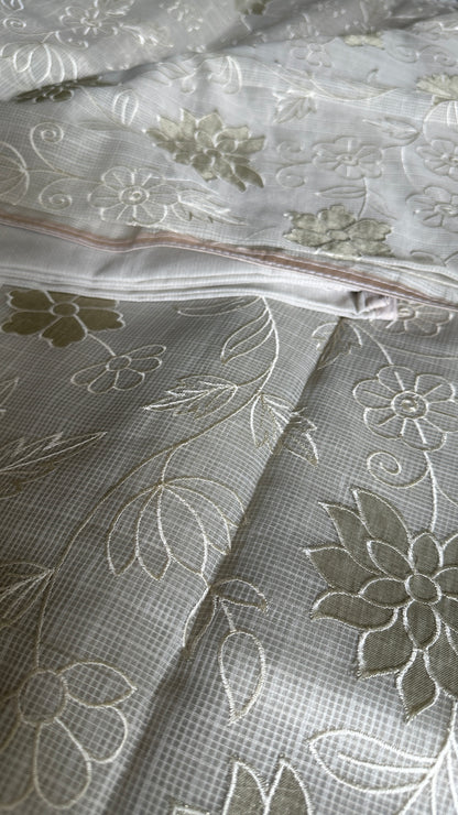 Abha Kota Check Banarasi Saree with Embroidery & Appliqué