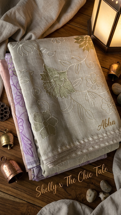 Abha Kota Check Banarasi Saree with Embroidery & Appliqué