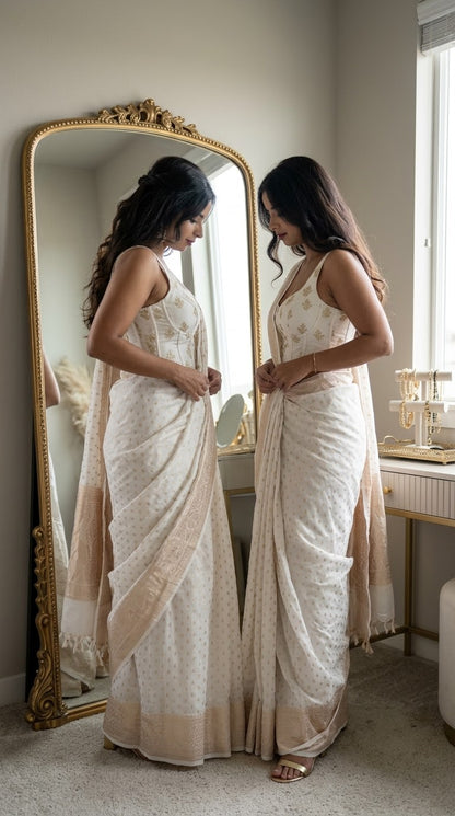 Banarasi Crepe Silk Saree | Custom Color Available | Elegant Zari Silk Saree
