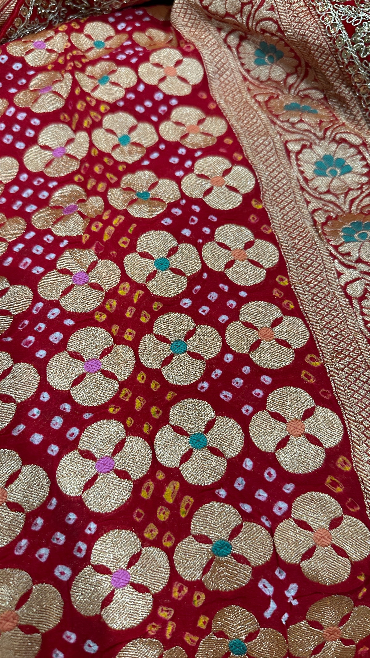 Hand Bandhej  Handloom Banarasi Saree in Pure Khaddi Georgette - see colors