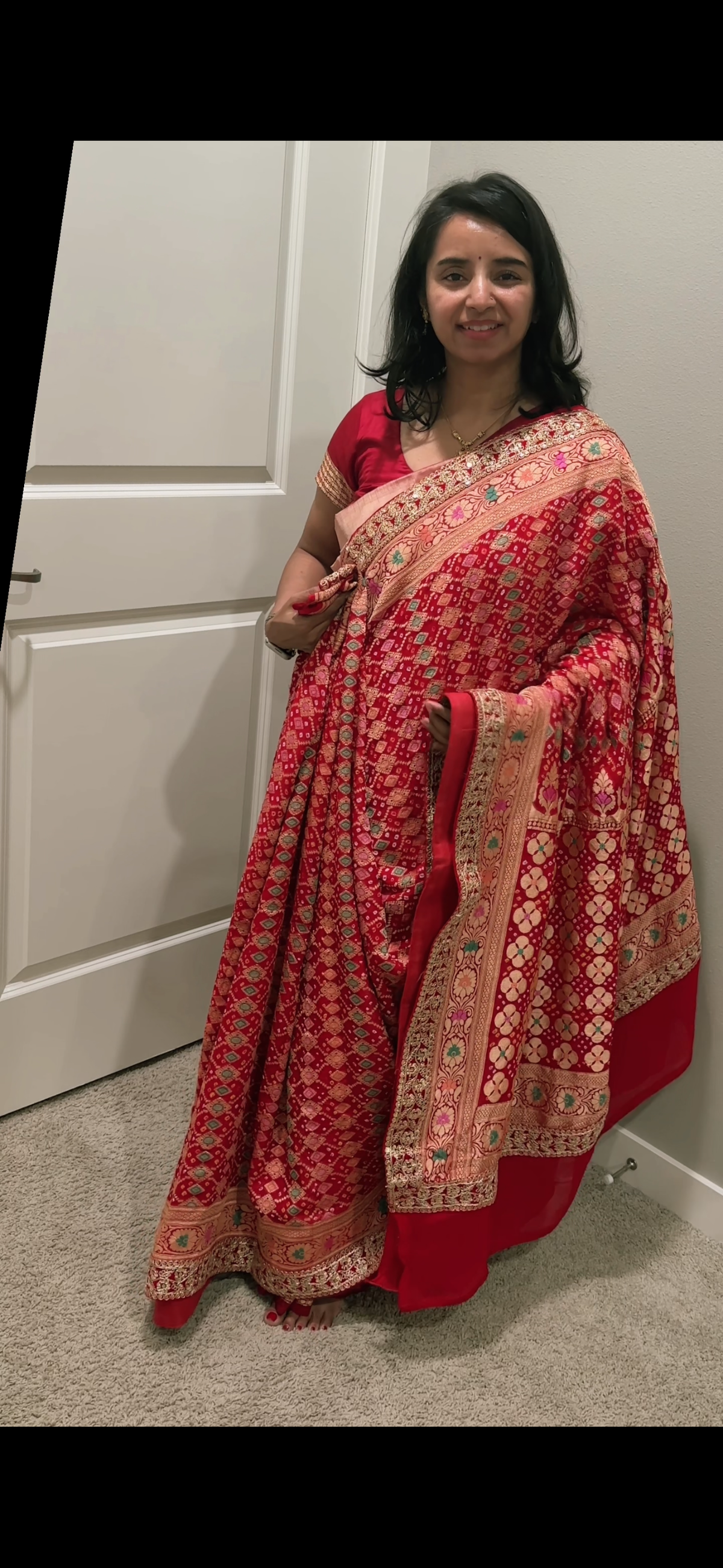 Hand Bandhej  Handloom Banarasi Saree in Pure Khaddi Georgette - see colors