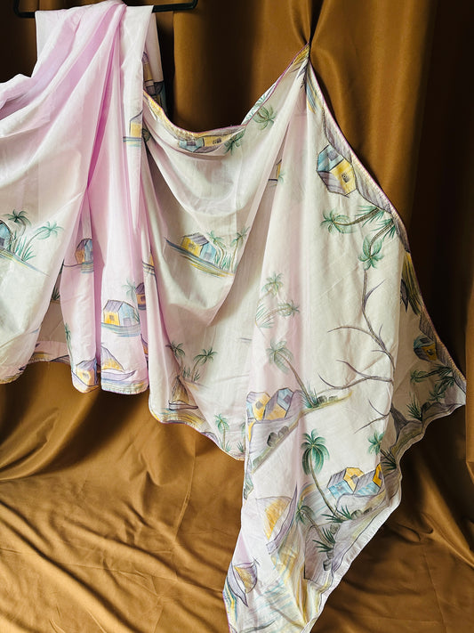 Hand-Painted Kora Organza Banarasi Saree with Hand-Cut Dana Work