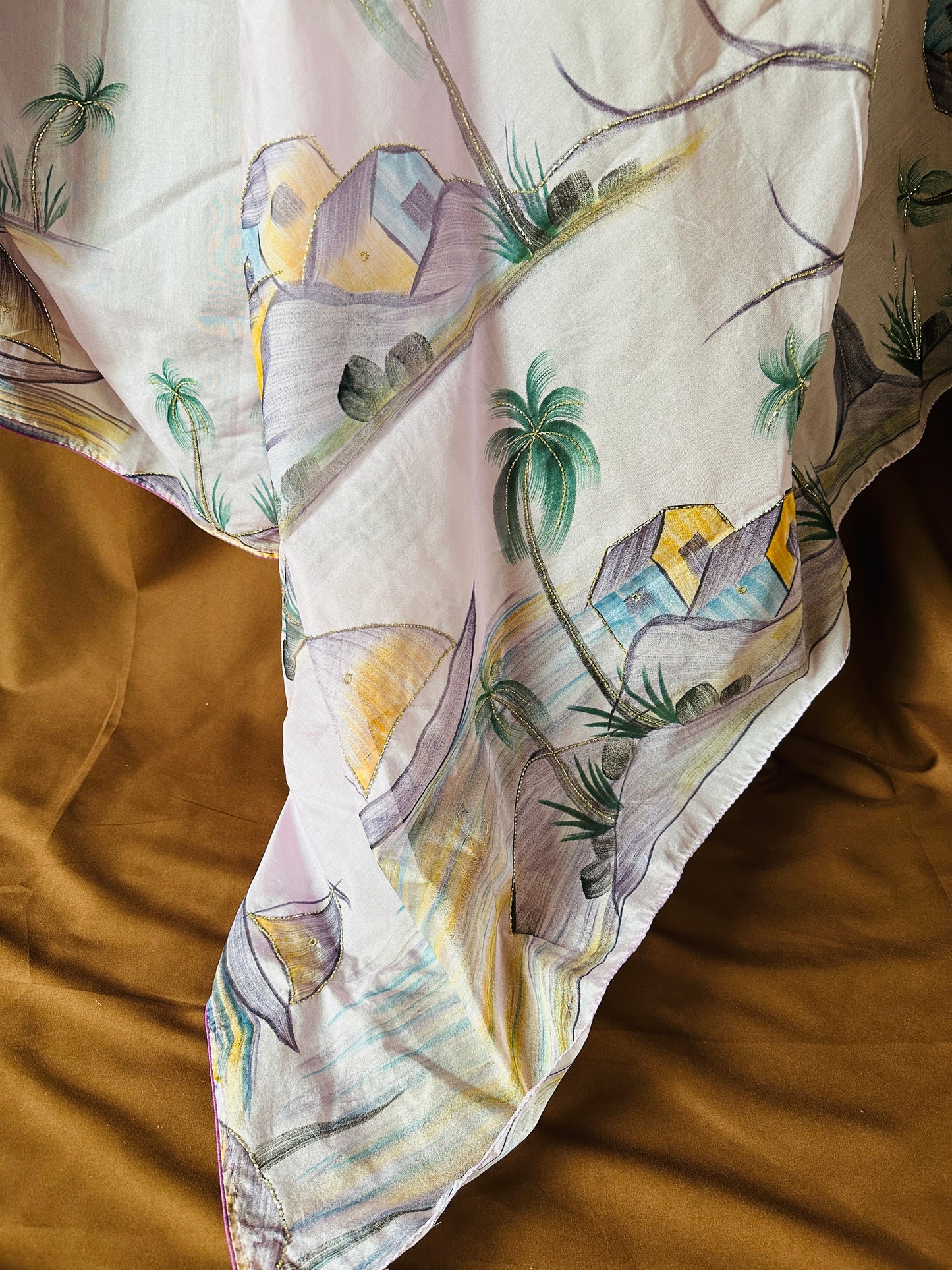 Hand-Painted Kora Organza Banarasi Saree with Hand-Cut Dana Work