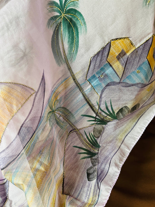 Hand-Painted Kora Organza Banarasi Saree with Hand-Cut Dana Work