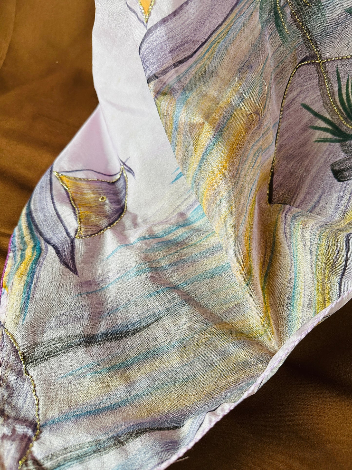 Hand-Painted Kora Organza Banarasi Saree with Hand-Cut Dana Work