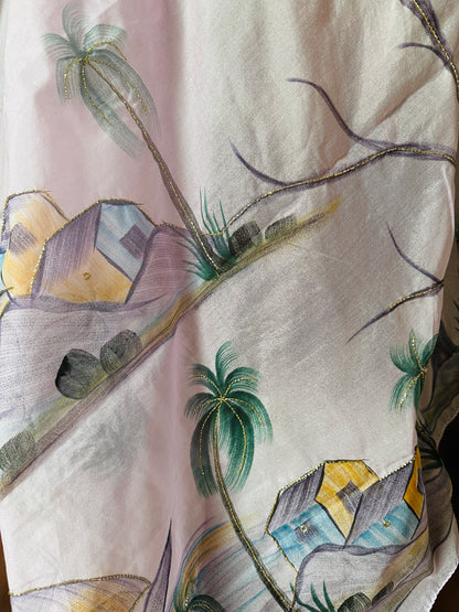 Hand-Painted Kora Organza Banarasi Saree with Hand-Cut Dana Work