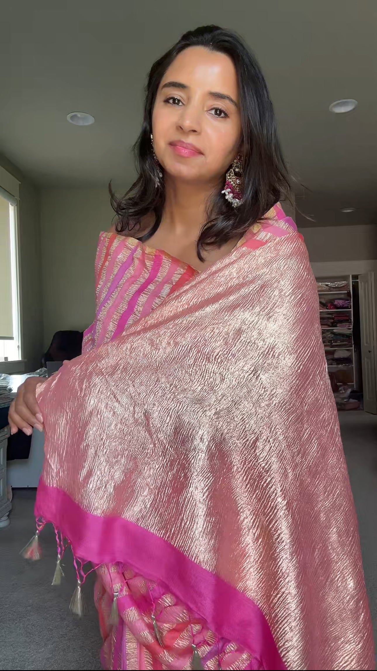 Nazm Crushed Tussar Georgette by Tissue Saree