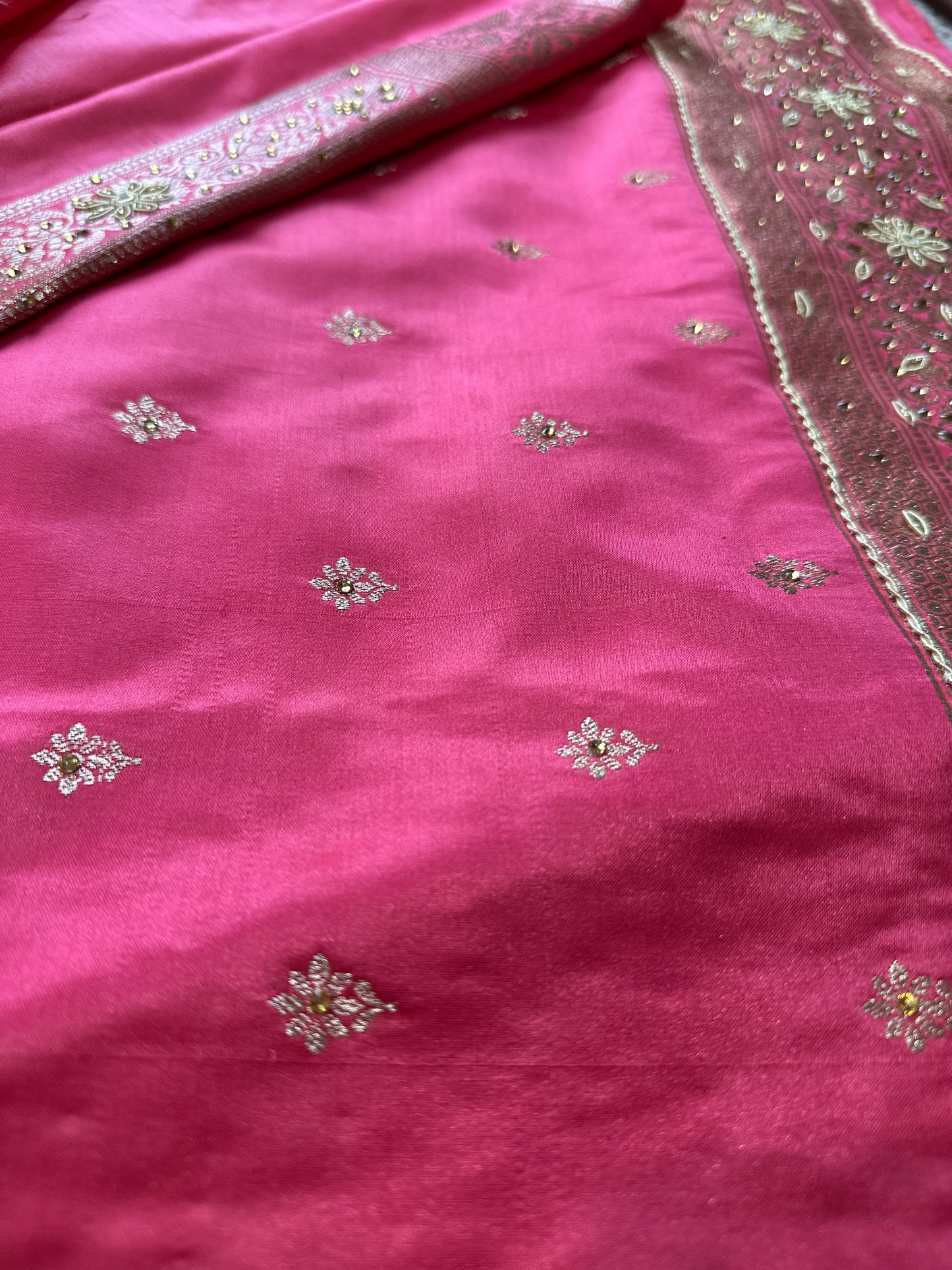Roohani – Katan Silk Saree with Zardozi & Stone Work