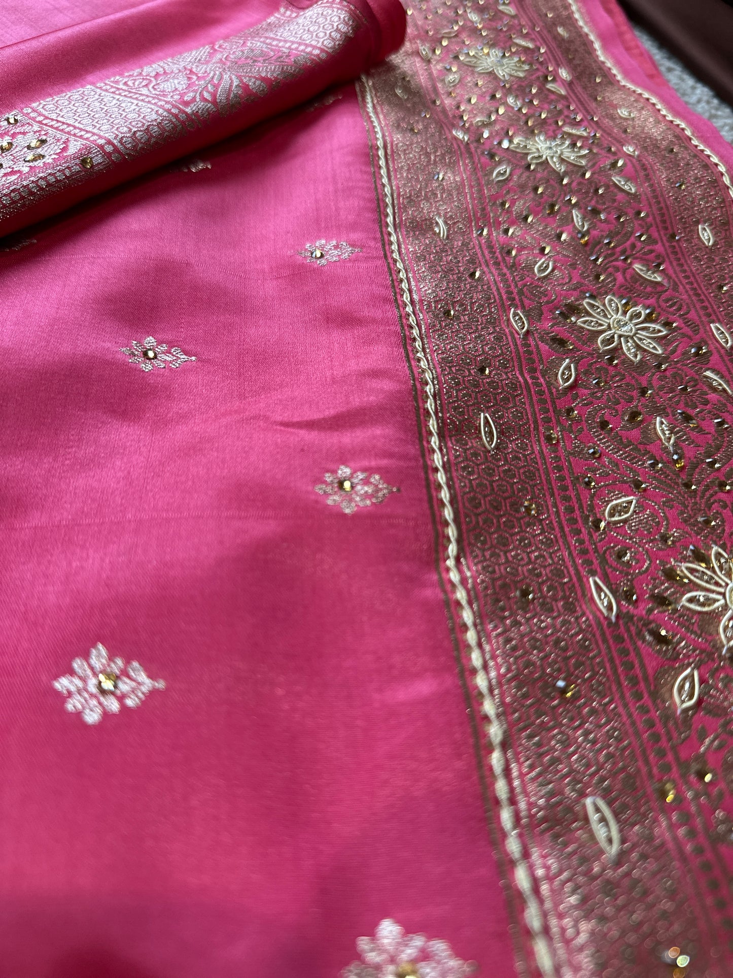 Roohani – Katan Silk Saree with Zardozi & Stone Work