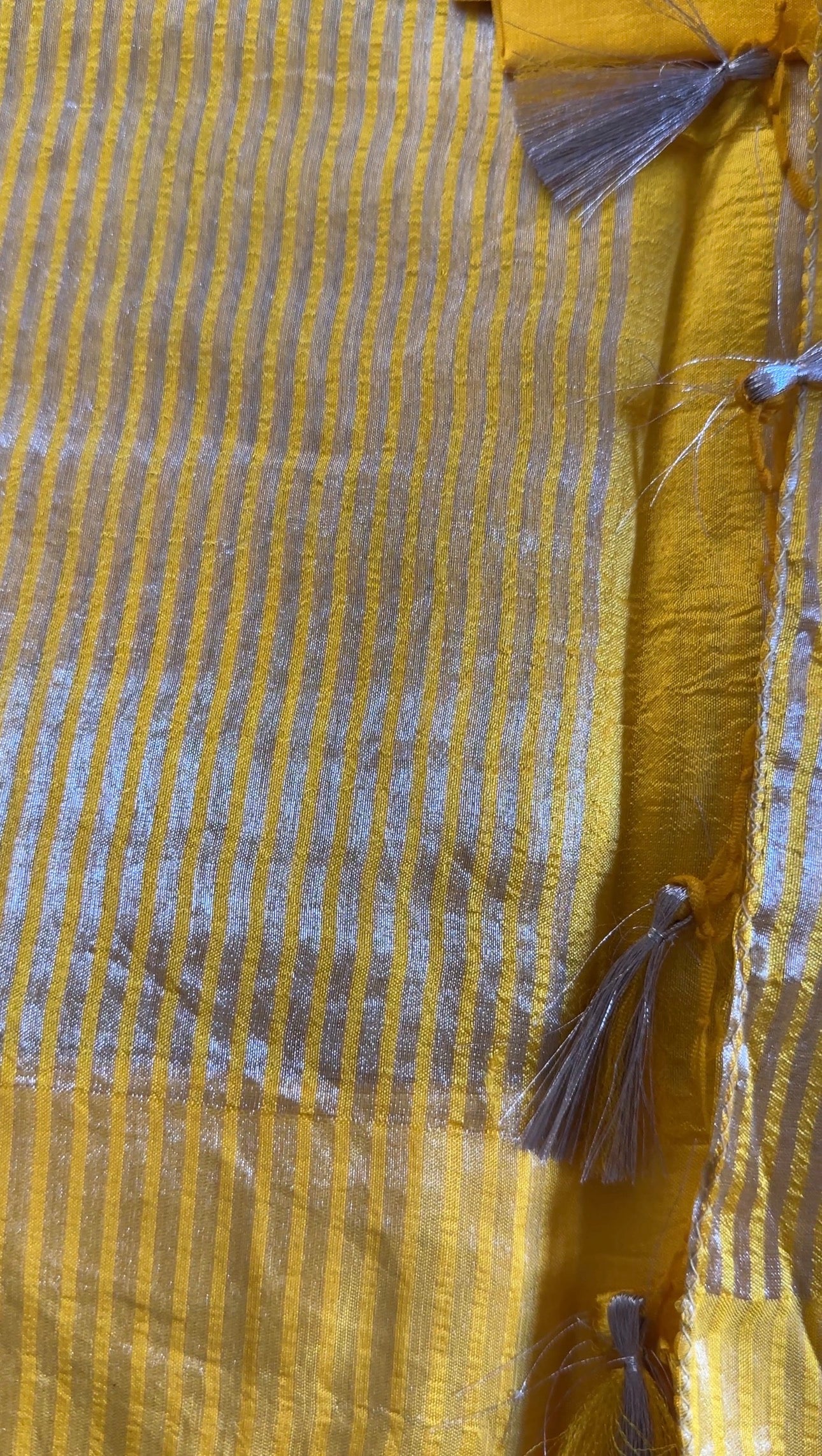 Noor Banarasi  Pure Tissue Silk  Handwoven  Saree with blouse fabric with silver Zari stripes
