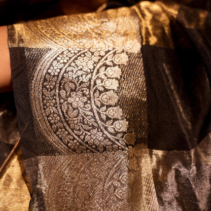 Nazakat – Kora by Tissue Banarasi Silk Saree with Gold & Silver Zari