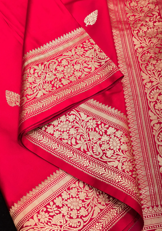 Banarasi Silk Saree Pure Mashru  - Reddish Pink - Kaduwa