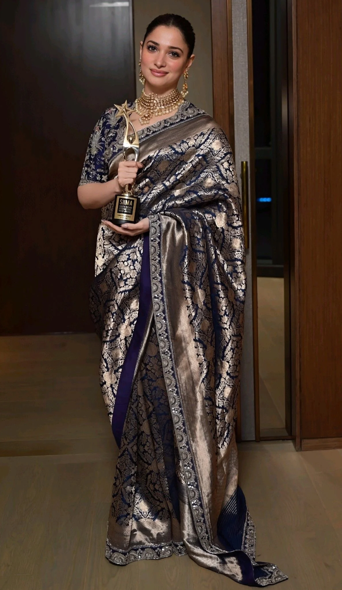 Tamana Bhatia X Jayanti Reddy Inspired Pure Katan Handwoven Banarasi Saree with Silk Mark