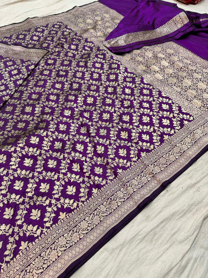 Exquisite  Handwoven Katan Silk Saree - Silk Mark certified