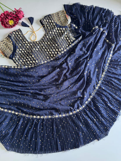 Chiffon Pre-Stitched Saree with Original Mirror Work